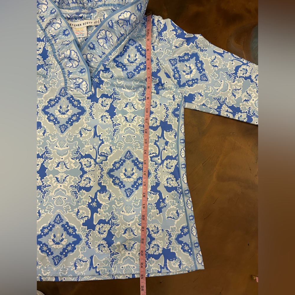 Gretchen Scott Designs Blue and White Printed Tunic Top NWT - Picture 5 of 8